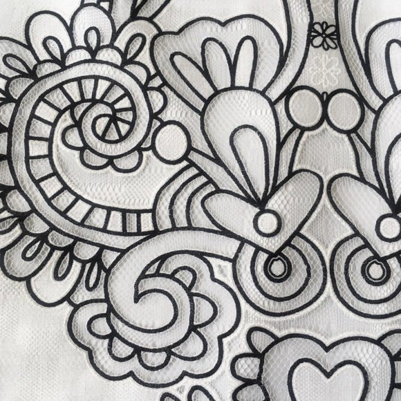 NWT sz 18 New York & Company PAPER WHITE Threaded Summer Skirt w/ Black Pattern - Picture 9 of 10